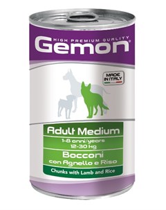 Влажный корм для собак Dog Medium кусочки ягненка с рисом для средних пород 1 25 кг Gemon