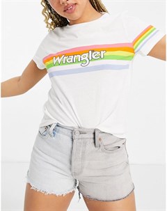 Белая футболка с графическим принтом радуги Wrangler