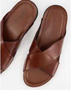 Коричневые кожаные сандалии с перекрещенными ремешками Zemgales Aldo