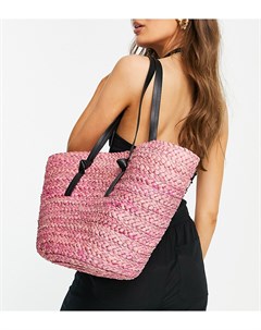 Соломенная сумка тоут розового цвета South beach