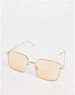 Большие солнцезащитные очки в персиковой металлической оправе Chleo Monki