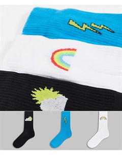 Набор из 3 пар спортивных носков с иконками погоды Asos design