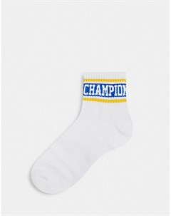 Бело желтые носки до щиколотки в стиле ретро Champion