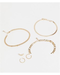Набор из 6 золотистых украшений браслеты на щиколотку и кольца для пальцев ног Asos design