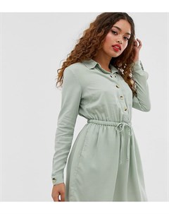 Платье рубашка шалфейного цвета с затягивающимся шнурком на талии Petite Miss selfridge
