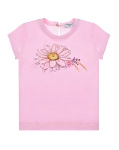 Розовая футболка с принтом ромашка детская Monnalisa