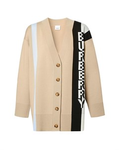 Бежевый шерстяной кардиган с полосами и логотипом Burberry