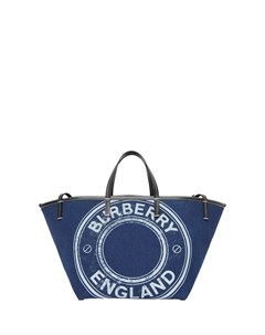 Синяя сумка тоут из денима с логотипом Burberry
