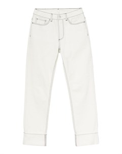 Прямые белые джинсы с контрастной отстрочкой Burberry