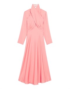 Розовое платье с драпированным воротником Sandro