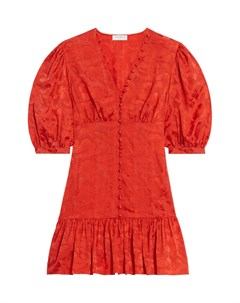 Красное шелковое платье с однотонным принтом Sandro