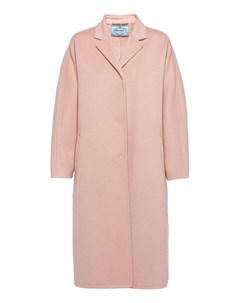 Светло розовое шерстяное пальто Prada