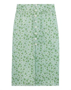 Зеленая юбка из шелка и льна с цветочным принтом Sandro
