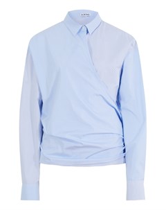 Голубая хлопковая блузка в полоску Loewe