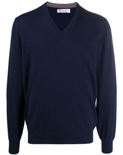 Кашемировый свитер с V образным вырезом Brunello cucinelli