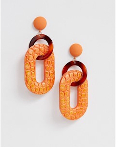 Оранжевые серьги с отделкой из каучука и искусственной кожи Asos design