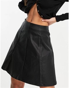 Черная расклешенная юбка из искусственной кожи Vila