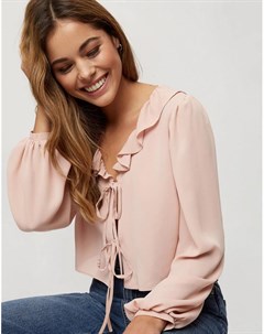 Нежно розовая блузка с завязкой спереди Miss selfridge
