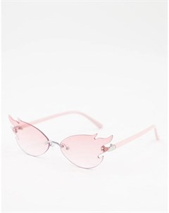 Модные очки без оправы с розовыми стеклами в форме пламени Asos design