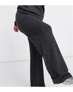 Темно серые трикотажные брюки с широкими штанинами от комплекта Vero moda curve