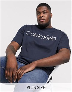 Темно синяя футболка с логотипом Big and Tall Calvin klein