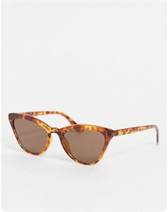 Крупные солнцезащитные очки кошачий глаз в коричневой черепаховой оправе Vega Monki