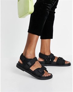 Черные сандалии в винтажном стиле из переработанных материалов Monki