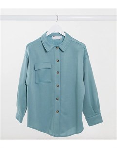 Выбеленная голубая трикотажная рубашка куртка ASOS DESIGN Petite Asos petite