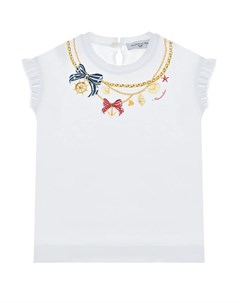 Белая футболка с принтом ожерелье детская Monnalisa