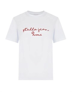 Белая футболка с красным логотипом Stella jean
