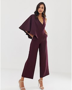 Фиолетовый комбинезон с широкими штанинами и драпированными рукавами Lavish alice