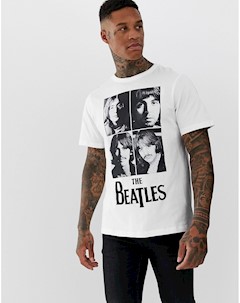 Белая футболка с принтом The Beatles Pull & bear