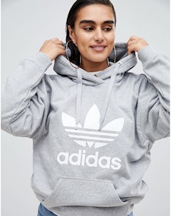 Серый пуловер с логотипом трилистником Adidas originals