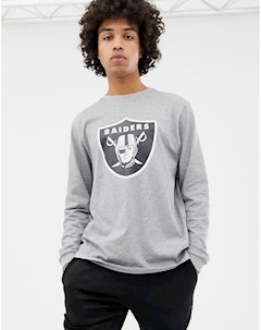 Серый лонгслив с овальным вырезом и логотипом команды Raiders NFL New era