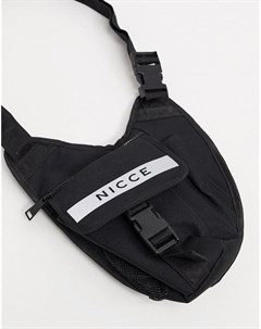 Черная сумка через плечо со светоотражающим логотипом Nicce