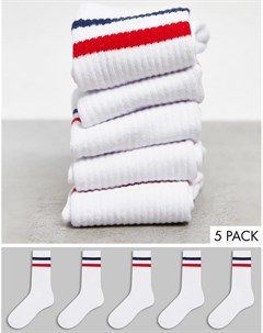 Набор из 5 пар спортивных носков с полосками Brave soul