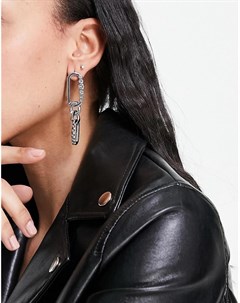 Серебристые серьги подвески со стразами Asos design