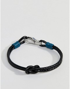 Черный кожаный браслет с синими вставками Ivvry Ted baker london