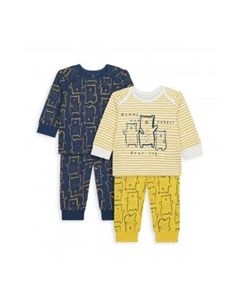 Пижамы Семья медвежат 2 шт синий желтый белый Mothercare