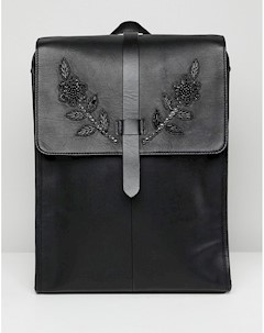 Черный кожаный рюкзак с декоративной отделкой Asos edition