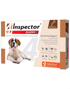 Quadro C капли для собак весом от 40 до 60 кг против внутренних и внешних паразитов 1 пипетка Inspector