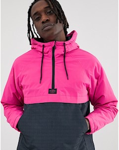 Розовая дутая куртка в стиле колор блок Pull & bear