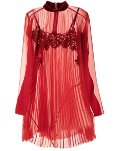 Плиссированное платье с цветочным кружевом Sacai
