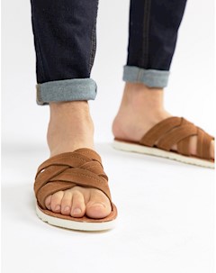 Светло коричневые замшевые сандалии с перекрестными ремешками Asos design