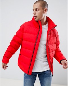 Красная дутая куртка с отделкой лентой на рукавах и логотипом на груди Biron Hugo