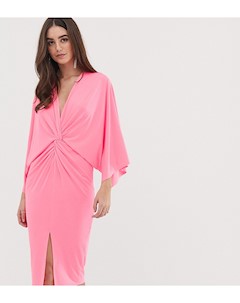 Неоно розовое платье кимоно миди Flounce london tall