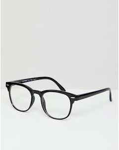 Квадратные очки в черной оправе с прозрачными стеклами Aj morgan