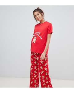 Пижама из футболки и штанов с принтом имбирных человечков ASOS DESIGN Maternity CHRISTMAS Asos maternity