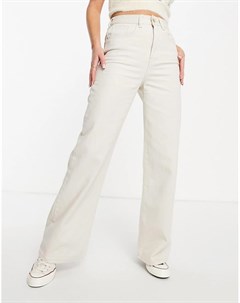 Светло бежевые джинсы с завышенной талией и широкими штанинами Cotton:on