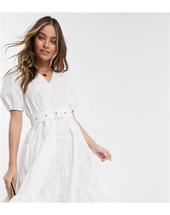 Белое ярусное платье свободного кроя со съемным поясом Vero moda petite